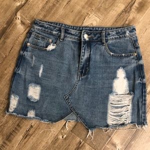 Etophe Studios Destroyed Jean Mini Skirt Med